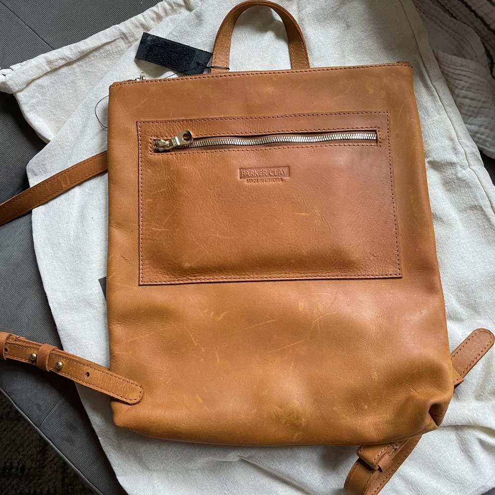 Rust Brown Parker Clay Miramar backpack.